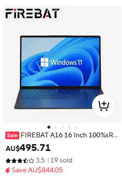 FIREBAT A16 16 Inch 100%sRGB Ultra Slim DDR4 16G RAM 1TB 1920*1200 Fingerprint Portable Intel N100 N5095 Notebook Laptop